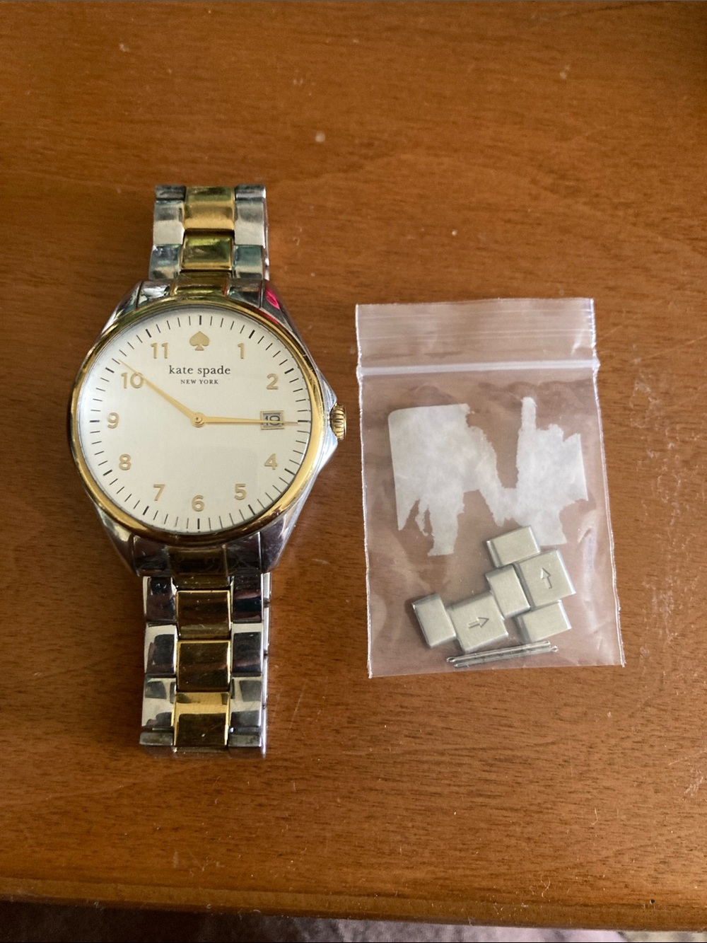 kate spade Two-Tone Gold and Silver Bracelet Watch with White Dial